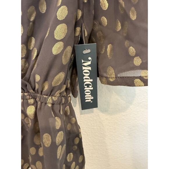 NWT Modcloth Celebrating Progress Peplum‎ Wrap Top Medium Polka Dot - Picture 4 of 7